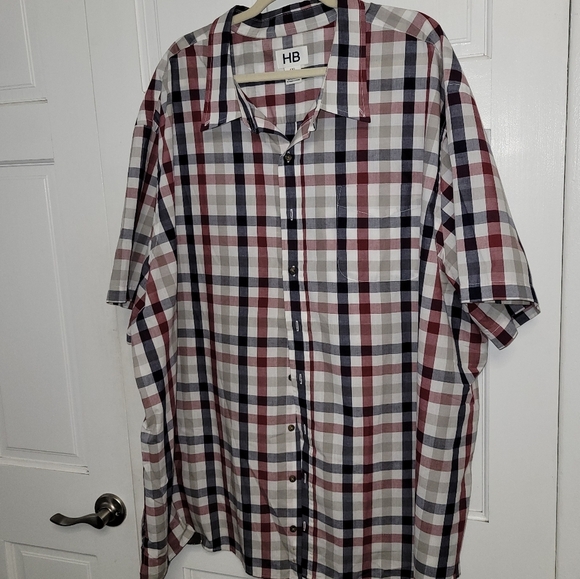 Harbor Bay Short Sleeve button down- Men’s Big & Tall Size 4XL red/blue plaid - Picture 1 of 5